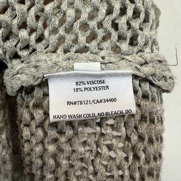 Eileen Fisher Medium Open Knit Beige Top Scoop Dolman Beach Neutral Vacation - Picture 8 of 9